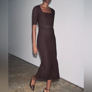 NWT ZARA BELTED LONG DRESS SIZE S / M